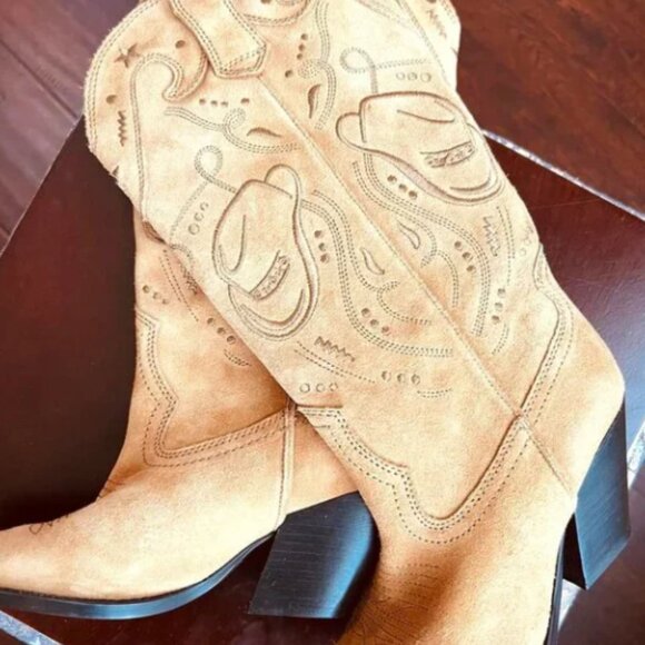 Zara Suede cowboy boots - Picture 3 of 7